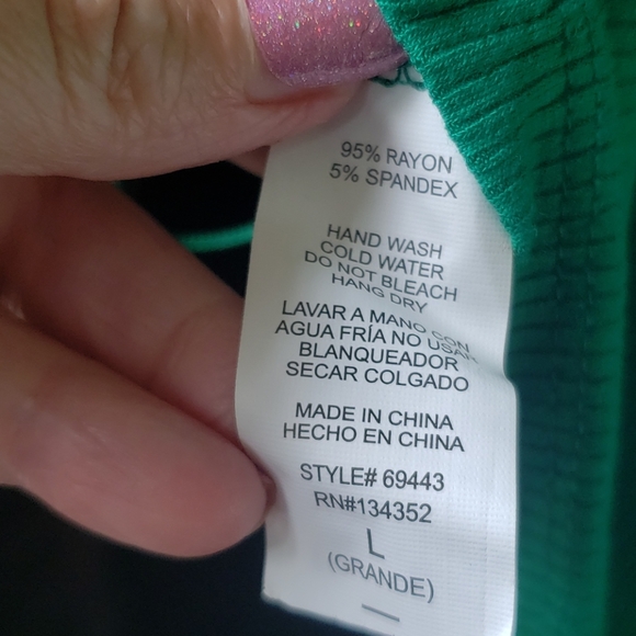 Ribbed Tank Crop Top sz L Green - Picture 8 of 9